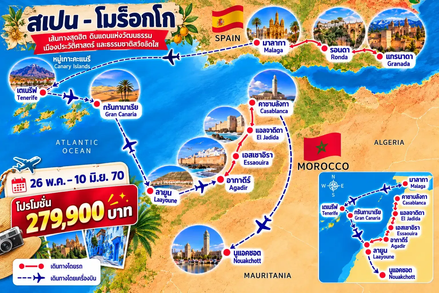 ทัวร์โมร็อกโก สเปน หมู่เกาะคะแนรี & แอฟริกาตะวันตก 16 วัน 12 คืน (TK)