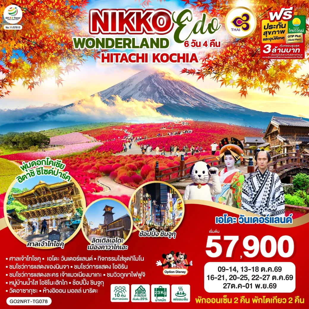 NIKKO EDO WONDERLAND HITACHIKOCHIA  6D 4N โดยสายการบินไทย [TG]